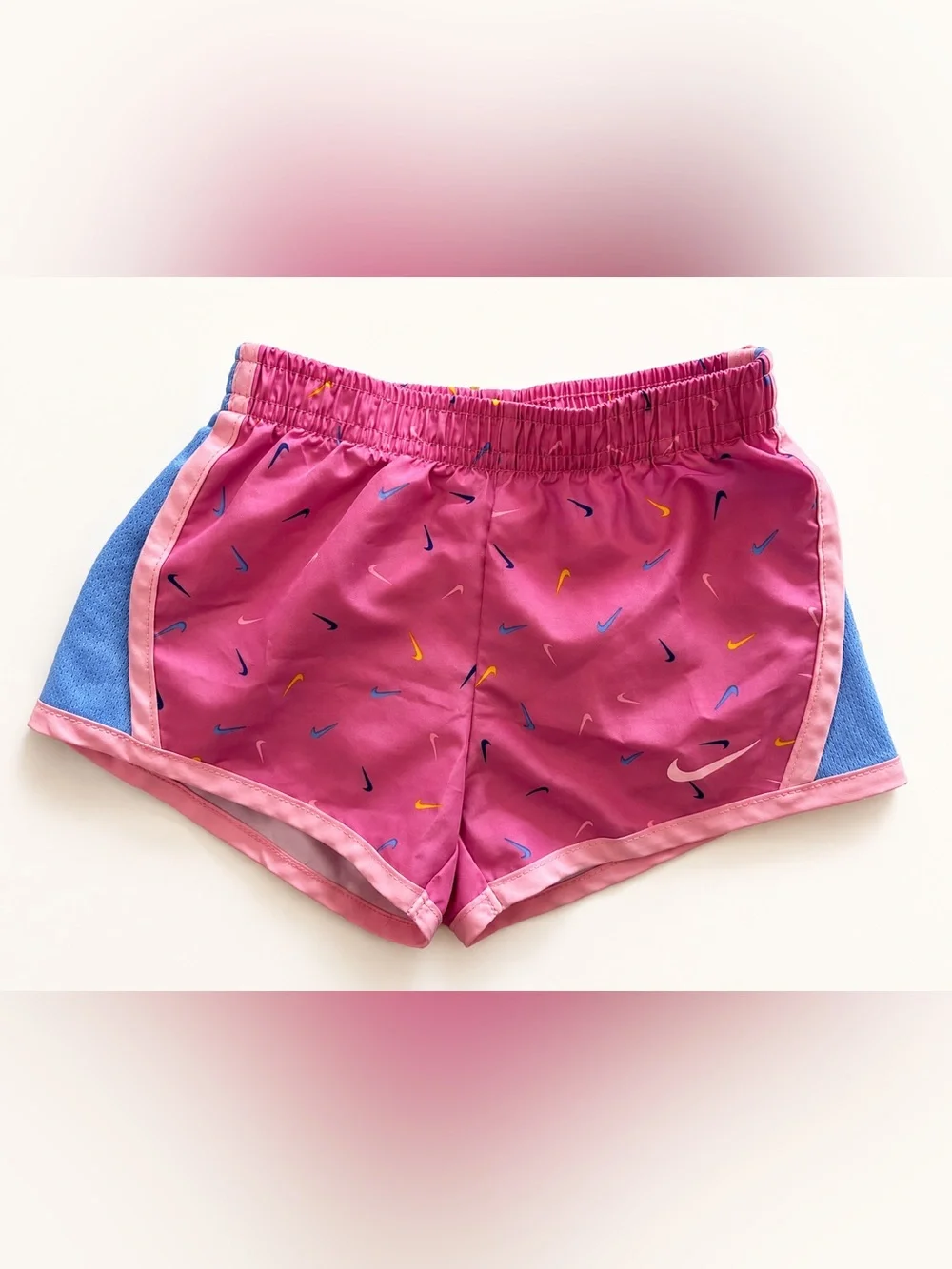Nike Pink Dri-FIT Elastic Waist Shorts with Swoosh Accents